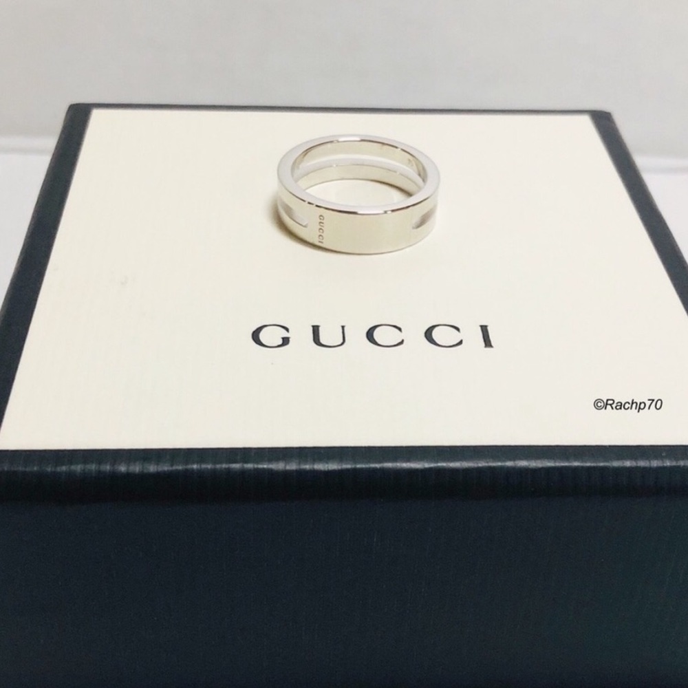New Authentic GUCCI Trademark Ring w/ Cut Out Band - Picture 7 of 8